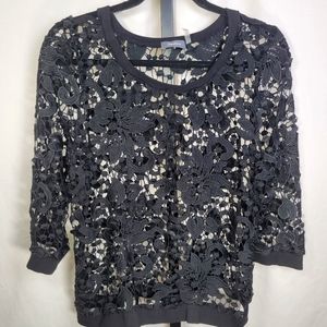 Neiman Marcus Full Lace Pullover Gothic Grunge Layering Formal Top
